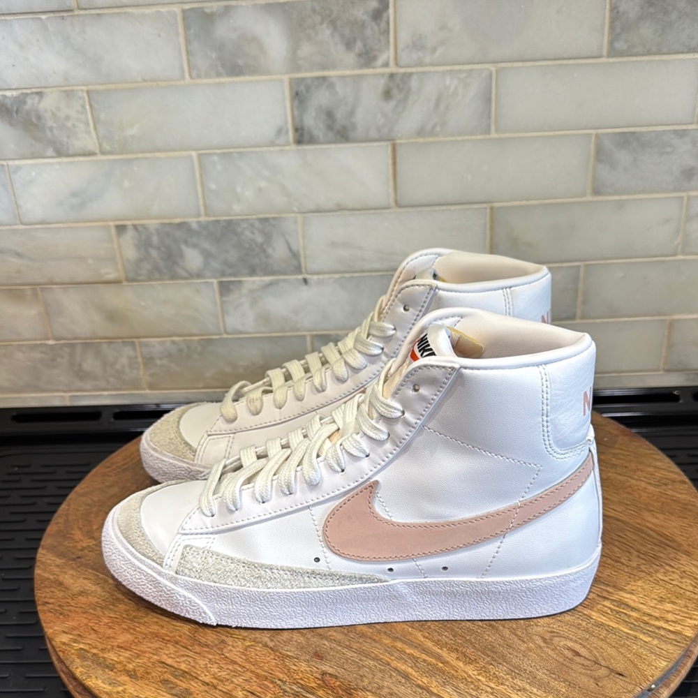 Nike Blazer Mid 77 Vintage White and Pink Oxford Sneakers